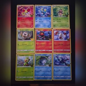 Pokemon Set of 9 Jumbo 25th Anniversary Celebrations Cards.